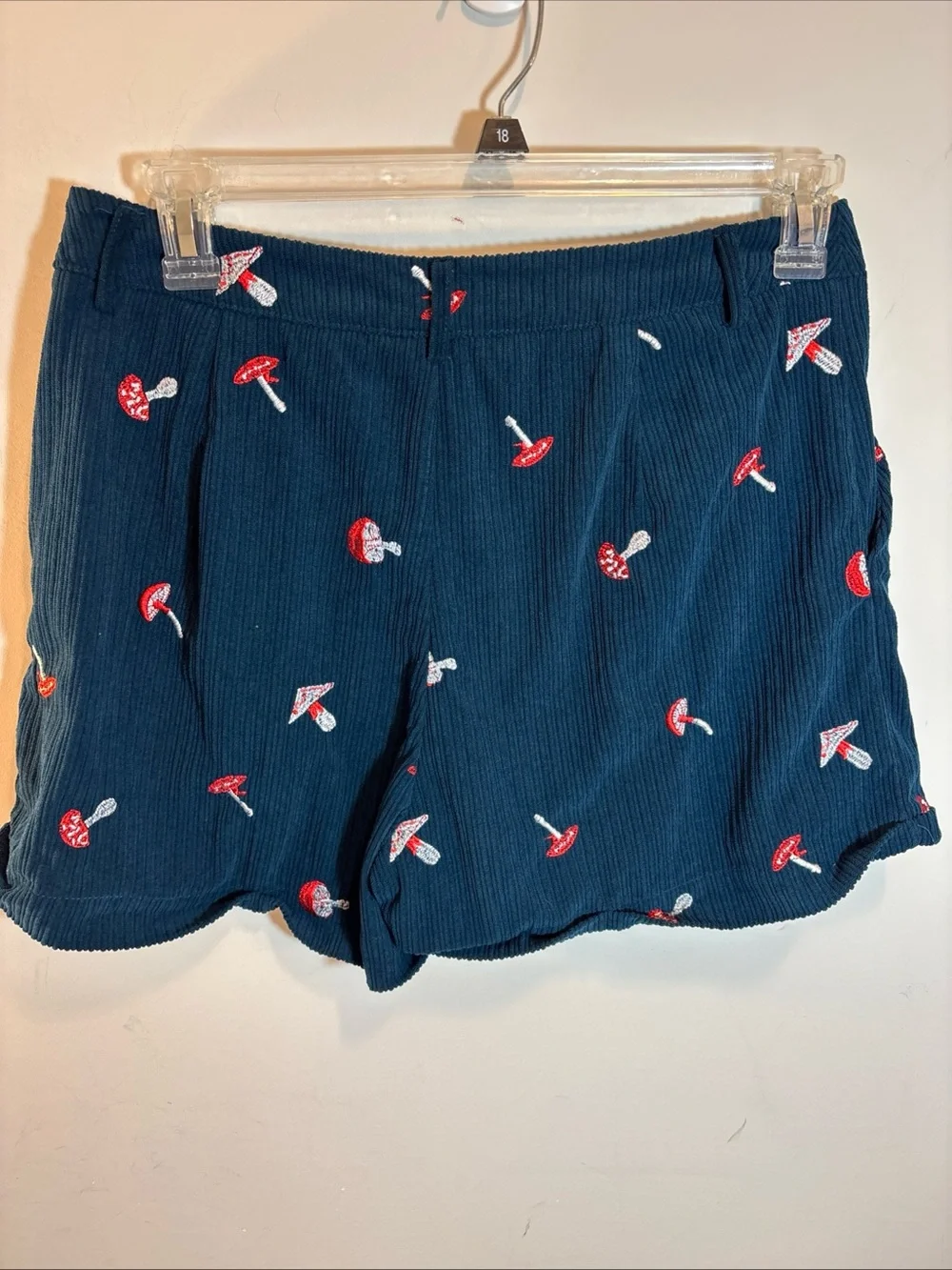 Cider Navy Corduroy Shorts with Red & White Mushroom Embroidery - Picture 7 of 11